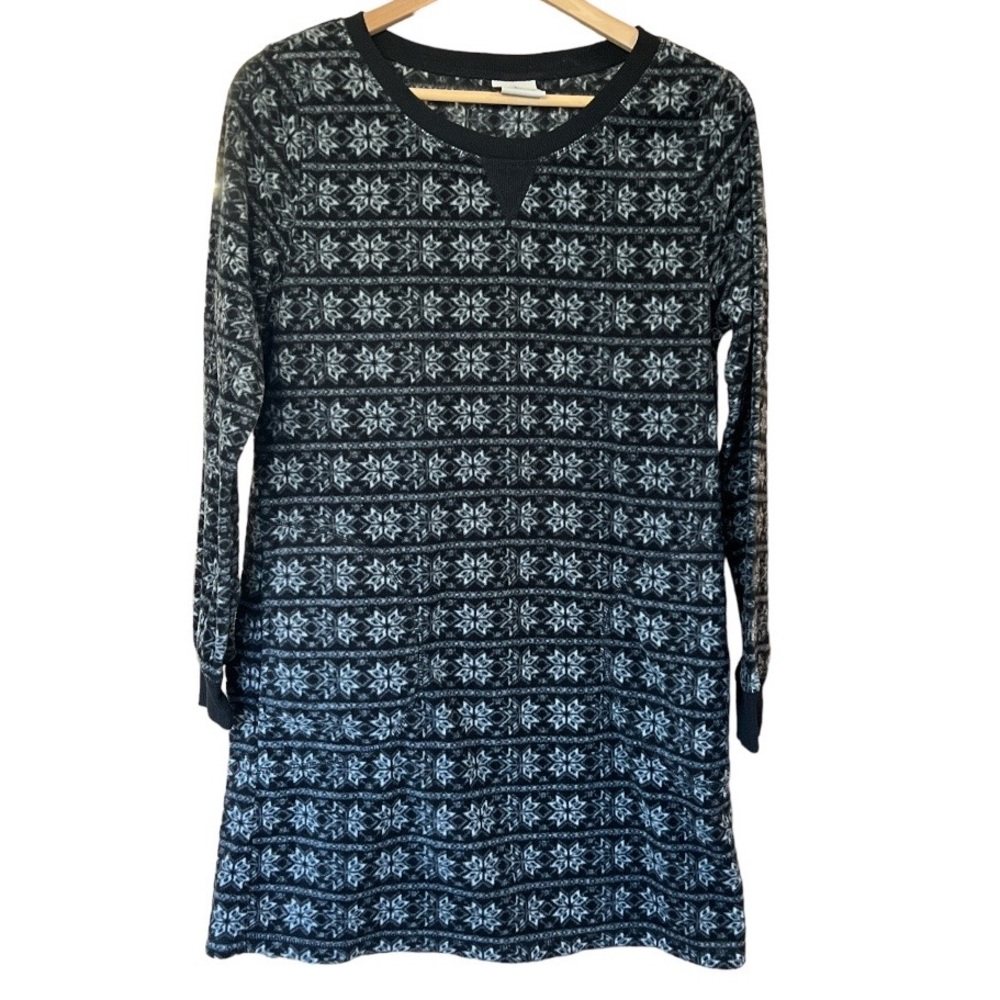 Mountains Peak Sleep-shirt, Black & white pattern Long sleeve, SZ S